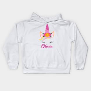 Name olivia unicorn lover Kids Hoodie